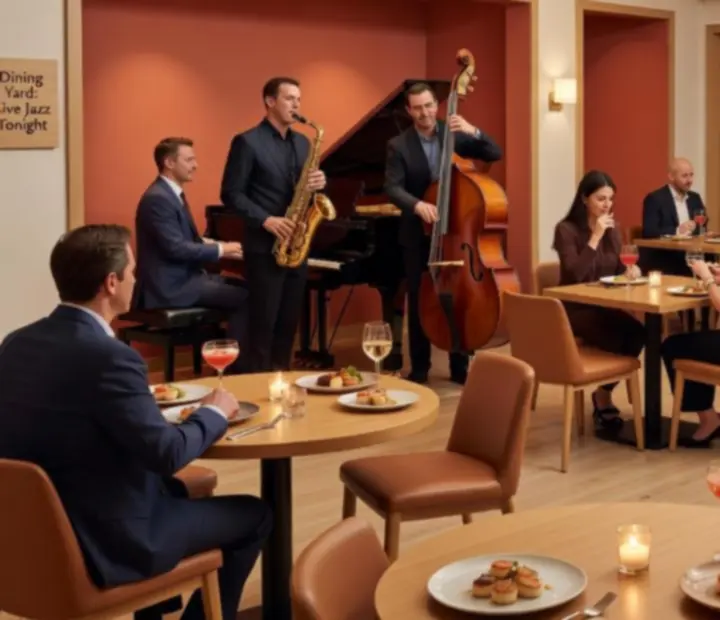 Muzyk jazzowy grający na scenie podczas wieczoru w Maweb Design Korlátolt Felelősségű Társaság